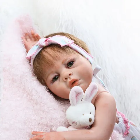 Poupée Bébé Reborn Réaliste en Silicone Complet Nouveau-Né Fille Lifelike Avec Vêtements Cheveux Enracinés À La Main Cadeau Enfants