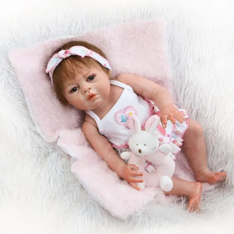 Poupée Bébé Reborn Réaliste en Silicone Complet Nouveau-Né Fille Lifelike Avec Vêtements Cheveux Enracinés À La Main Cadeau Enfants