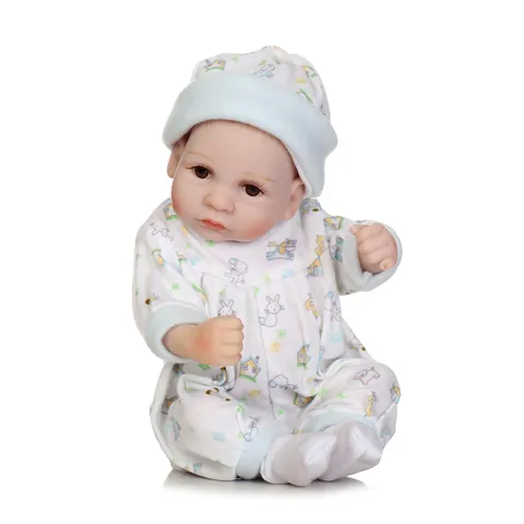 Realistic Full Body Silicone Reborn Baby Doll With Blue Sleeping Bag Hand Painted Simulation Newborn Toy Gift For Kids