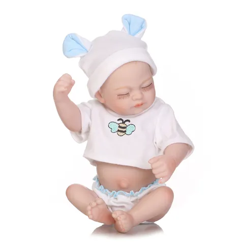 Bambola Reborn Realistica in Silicone Completo Simulazione Impermeabile Arti Mobili Occhi in Acrilico Vestiti Ape Regalo