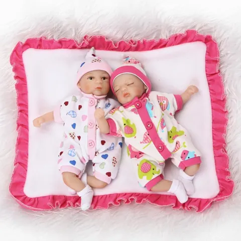 Realistic Mini Reborn Baby Doll Simulation Silicone Newborn Doll Heart Elephant Pattern Cloth Body Handmade Toy For Kids Gift