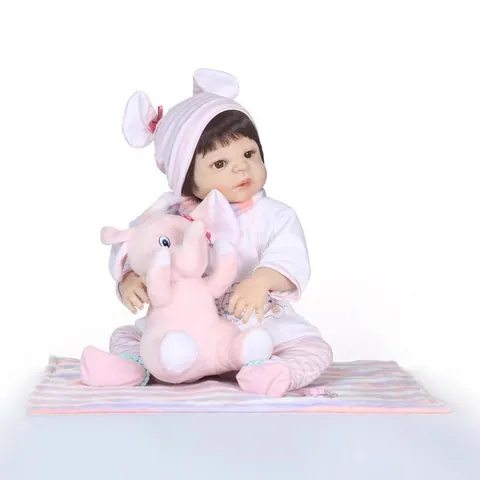 Realistische Silikon Reborn Baby Puppe Lebensechte Badbare Wasserdichte Mädchen Puppe Mit Kleidung Plüsch Elefant Spielzeug Geschenk