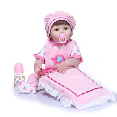 Realistische Reborn Babypuppe Vollkörper Mischsilikon Wasserdichte Lebensechte Simulationspuppe Mit Rosa Elefanten Outfit Und Zubehör Für Kinder Geschenk