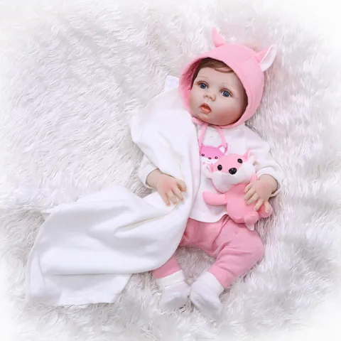 Lifelike Reborn Baby Doll Full Silicone Realistic Newborn Girl Toy With Pink Fox Outfit Plush Animal And Pacifier Accessory For Children