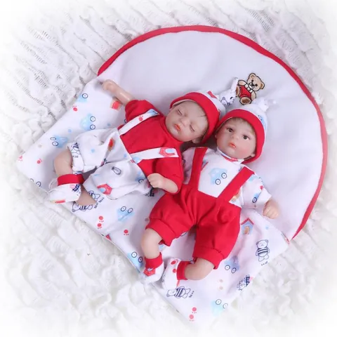 Realistic Reborn Baby Doll Soft Silicone Cloth Body Sleeping Newborn Infant Toy With Red White Outfit Hat Socks
