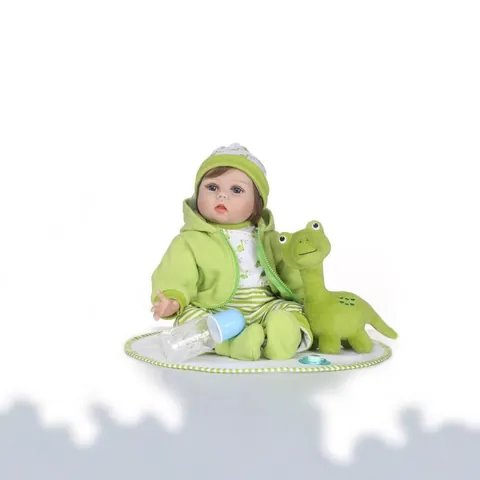 Realistic Reborn Baby Doll Soft Silicone Head Limbs Cloth Body Dinosaur Outfit Set Simulated Toy For Kids Gift