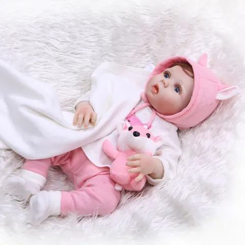 Lifelike Reborn Baby Doll Full Silicone Realistic Newborn Girl Toy With Pink Fox Outfit Plush Animal And Pacifier Accessory For Children