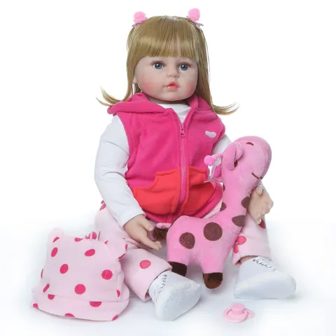 Realistic Reborn Baby Doll Silicone Head Limbs Soft Cloth Body Simulation Newborn Doll With Giraffe Rabbit Plush Accessories Toys For Kids Gift