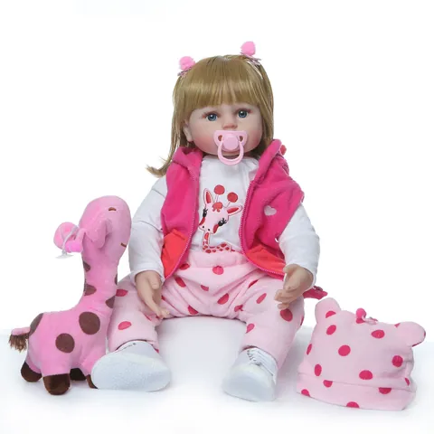 Realistic Reborn Baby Doll Silicone Head Limbs Soft Cloth Body Simulation Newborn Doll With Giraffe Rabbit Plush Accessories Toys For Kids Gift