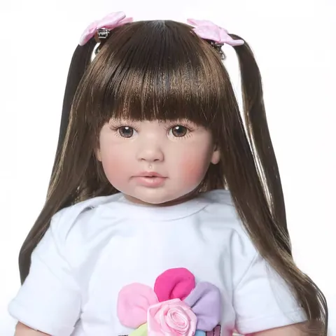 Muñeca Reborn Realista Miembros de Silicona Suave Pelo Largo Juguete Princesa Con Atuendo de Tutú Arcoíris Para Regalo de Niños