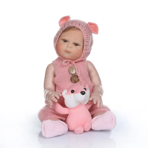 Lifelike Simulation Reborn Baby Doll Soft Silicone Realistic Newborn Doll With Knitted Clothes Plush Animal Washable Toy For Kids Gift