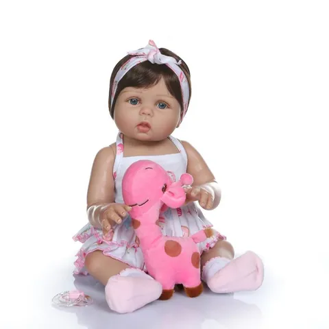 Realistische Reborn Babypuppe Vollsilikon Waschbar Neugeborenen Spielzeug Mit Giraffe Plüsch Outfit Schnuller Geschenk