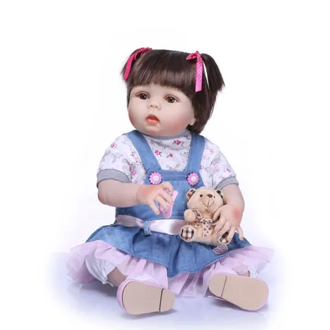 Realistic Full Silicone Reborn Baby Doll Washable Newborn Girl Doll For Children Birthday Gift Pink White Floral Outfit