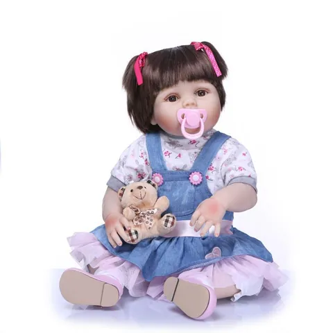 Realistic Full Silicone Reborn Baby Doll Washable Newborn Girl Doll For Children Birthday Gift Pink White Floral Outfit