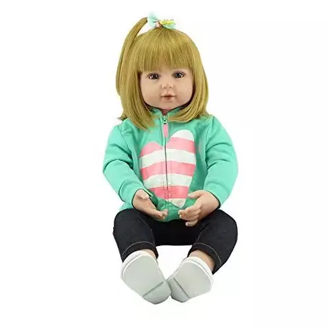 Realistic Reborn Baby Doll With Mint Green Heart Hoodie And Pants Soft Silicone Cotton Body Simulation Newborn Toy For Kids Gift