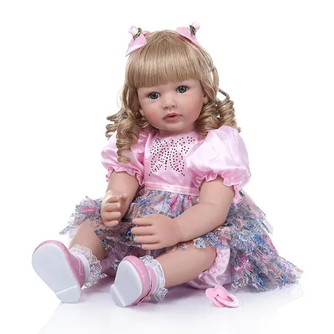 Realistic Reborn Toddler Doll Silicone Princess Long Hair Soft Body Girl Toy With Clothing Set And Accessories For Kids Gift