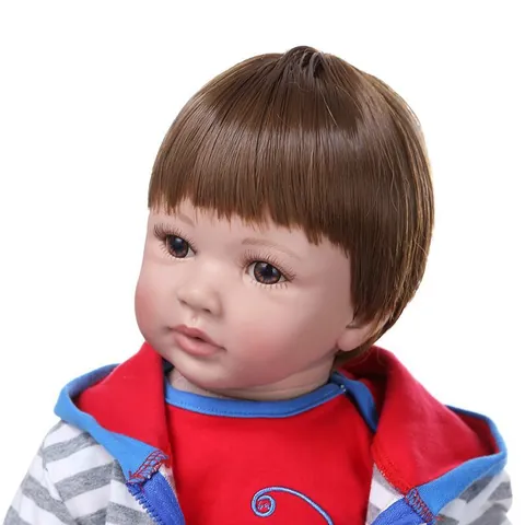 Realistic Reborn Toddler Girl Doll With Soft Silicone Limbs Cloth Body Synthetic Hair And Monkey Pattern Outfit Toy