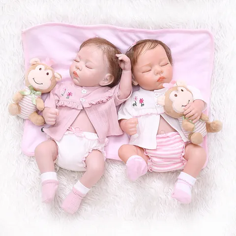 Bambola Reborn Realistica in Silicone Integrale Neonata Che Dorme Giocattolo Impermeabile Con Vestiti E Scimmia Di Peluche