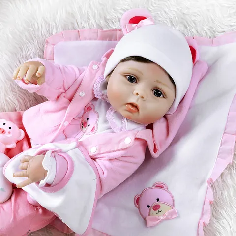 Realistische Reborn Baby Puppe Ganzkörper Gemischtes Silikon Badbar Neugeborenen Spielzeug Für Kinder Geburtstag Rosa Weiße Kleidung