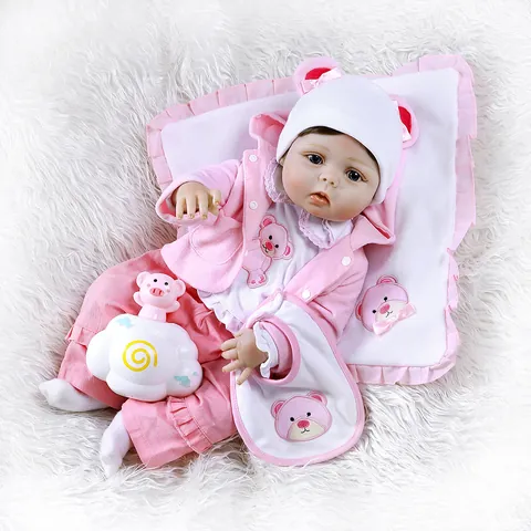 Realistische Reborn Baby Puppe Ganzkörper Gemischtes Silikon Badbar Neugeborenen Spielzeug Für Kinder Geburtstag Rosa Weiße Kleidung