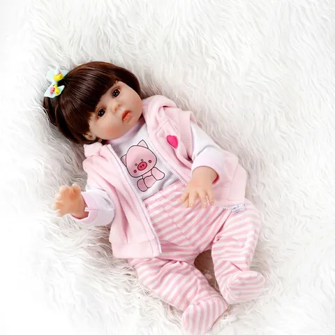 Handmade Realistic Reborn Baby Doll Full Body Silicone Newborn Girl Toy With Pig Outfit Accessories For Kids Collection