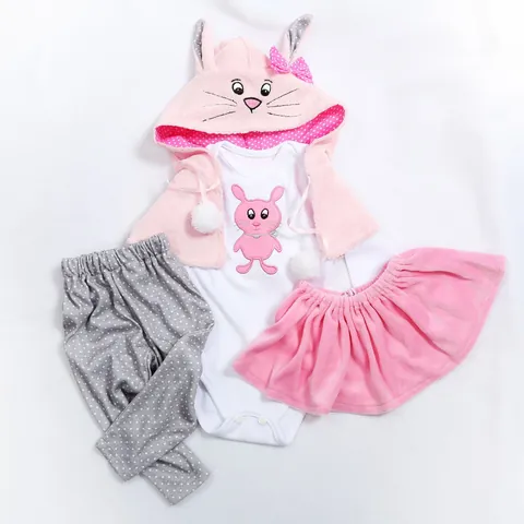 Baby Doll Clothes Cartoon Monkey Rabbit Panda Dinosaur Giraffe Puppy Romper Hoodie Pants For 47 60 Reborn Dolls Accessories