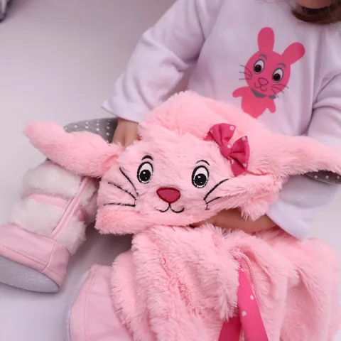 Lifelike Reborn Baby Doll Silicone Cloth Body Realistic Toddler With Bunny Outfit Magnetic Pacifier Feeding Bottle Kids Toy