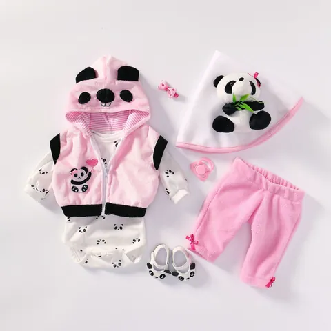Reborn Baby Doll Clothes Outfits For 55cm Simulation Dolls Panda Fox Giraffe Animal Theme Doll Accessories Set With Hat Shoes