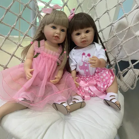 Realistic Silicone Vinyl Reborn Toddler Doll Washable Full Body Movable Limbs Hand Rooted Hair Princess Dress Baby Toy Gift