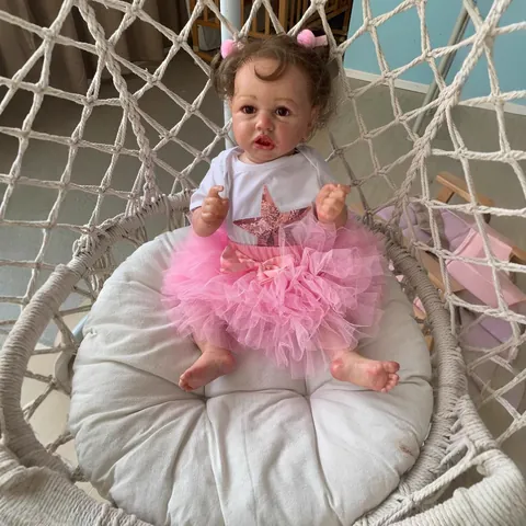 Lebensechte Reborn Baby Puppe Vollsilikon Soft Touch Kleinkind Mädchen Mit Pailletten Stern Tutu Rock Set Schleife Haarklammer Spielzeug Geschenk