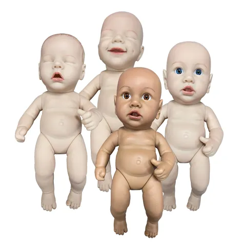 Realistic Full Silicone Reborn Baby Doll Lifelike Newborn Toy With Hand Painted Hair Blue Amber Eyes For Kids Gift