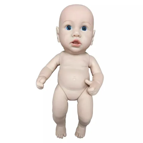 Realistic Full Silicone Reborn Baby Doll Lifelike Newborn Toy With Hand Painted Hair Blue Amber Eyes For Kids Gift