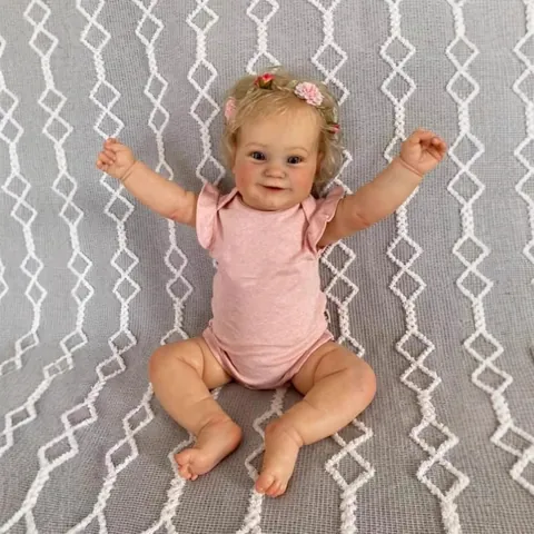 Realistic Reborn Baby Doll Simulation Toddler Girl Toy Silicone Head Limbs Cloth Body Soft Hand Rooted Hair Pink Outfit Gift