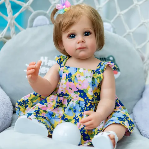 Realistic Reborn Baby Doll Full Silicone Vinyl Body Waterproof Bath Toy Lifelike Newborn Girl Doll With Floral Outfits