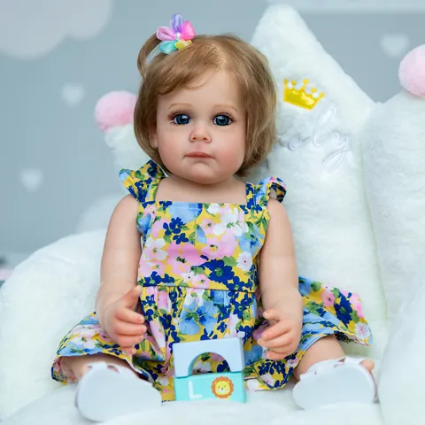 Realistic Reborn Baby Doll Full Silicone Vinyl Body Waterproof Bath Toy Lifelike Newborn Girl Doll With Floral Outfits