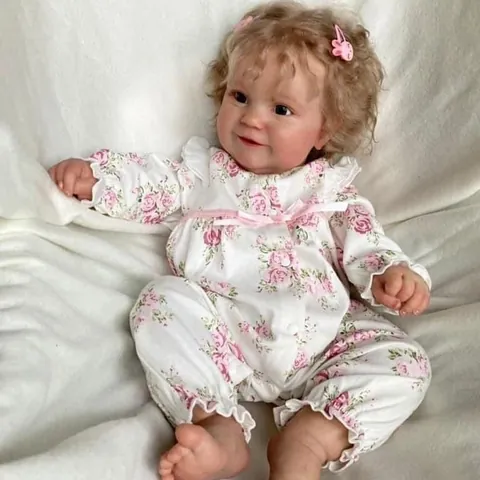 Realistic Newborn Baby Doll Soft Silicone Body Simulation Girl Maddie Floral Jumpsuit Photography Props Gift Toy