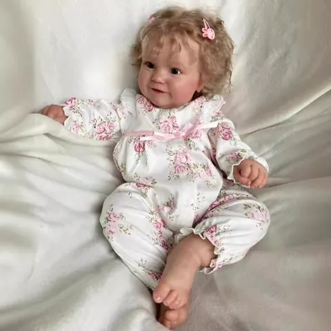 Realistic Newborn Baby Doll Soft Silicone Body Simulation Girl Maddie Floral Jumpsuit Photography Props Gift Toy