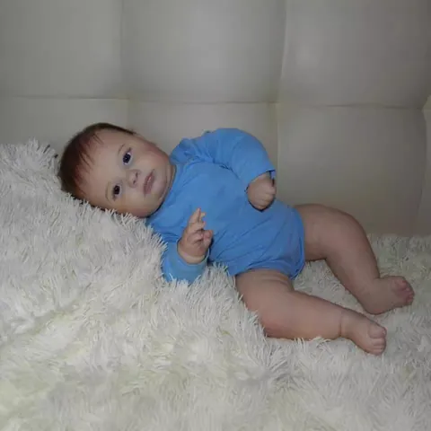 Lifelike Reborn Toddler Boy Doll Joseph Blue Bodysuit Soft Silicone And Cloth Body Hand Rooted Hair Realistic Newborn Toy