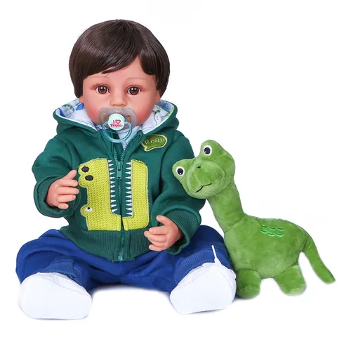 55cm Realistic Reborn Baby Boy Doll Full Vinyl Silicone Body Lifelike Newborn Doll With Dinosaur Outfit Toy Accessories