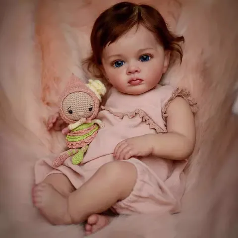 Realistic Silicone Cloth Body Reborn Baby Doll Lifelike Hand Painted Pink Lace Dress Newborn Toddler Toy For Kids Birthday Gift