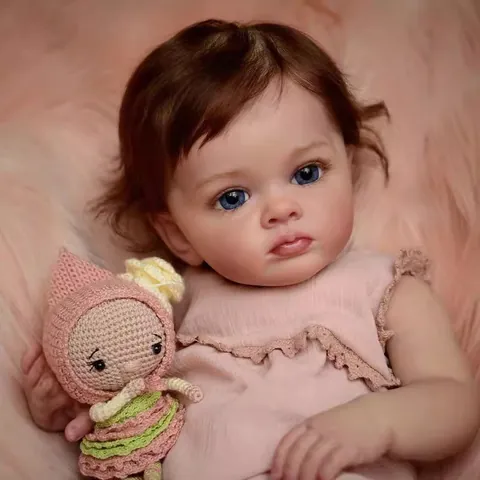 Realistic Silicone Cloth Body Reborn Baby Doll Lifelike Hand Painted Pink Lace Dress Newborn Toddler Toy For Kids Birthday Gift