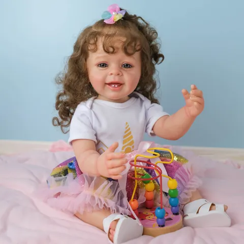 Realistische Reborn Baby Puppe Vollsilikon Wasserdicht Handbemalt Sichtbare Venen Einhorn Outfit Kleinkind Spielzeug Geschenk