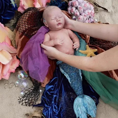 Σετ DIY Merbaby Reborn Baby Doll Άβαφο από Βινύλιο Σιλικόνης Με Ουρά Γοργόνας Κεφάλι Άκρα Κορμός Για Χειροποίητη Κατασκευή Κούκλας