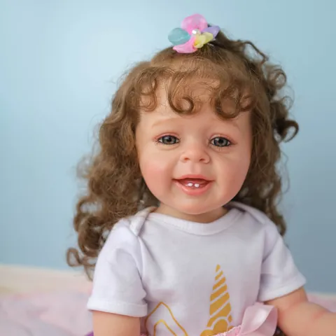 Realistische Reborn Baby Puppe Vollsilikon Wasserdicht Handbemalt Sichtbare Venen Einhorn Outfit Kleinkind Spielzeug Geschenk
