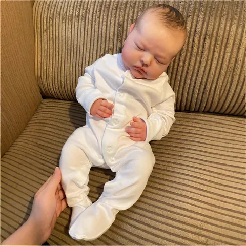 Realistic Reborn Baby Doll Tessa Asleep Lifelike Sleeping Newborn With 3D Skin Hand Painted Hair Silicone Cloth Body Simulation Toy For Kids Gift