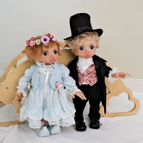 Hand Painted Realistic Elf Reborn Baby Doll Silicone Cloth Body Fantasy Collectible Doll With Rooted Hair And 3D Skin