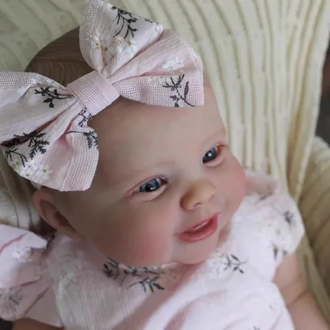 Lifelike Reborn Baby Doll Hand Painted 3D Skin Realistic Newborn Girl Doll Pink Floral Outfit Headband Toy Kids Birthday Gift