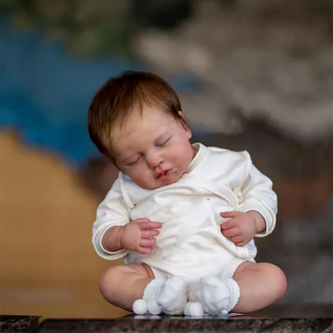 Realistic Reborn Baby Doll Handmade Life Size Sleeping Doll With Silicone Cloth Body Visible Veins Hair Newborn Toy Gift