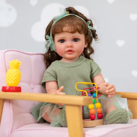 Realistic Reborn Baby Doll Full Body Silicone Waterproof Lifelike Simulation Doll With 3D Skin Visible Veins Hand Implanted Hair For Kids Birthday Gift