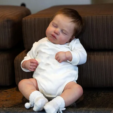 Realistic Reborn Baby Doll Handmade Life Size Sleeping Doll With Silicone Cloth Body Visible Veins Hair Newborn Toy Gift